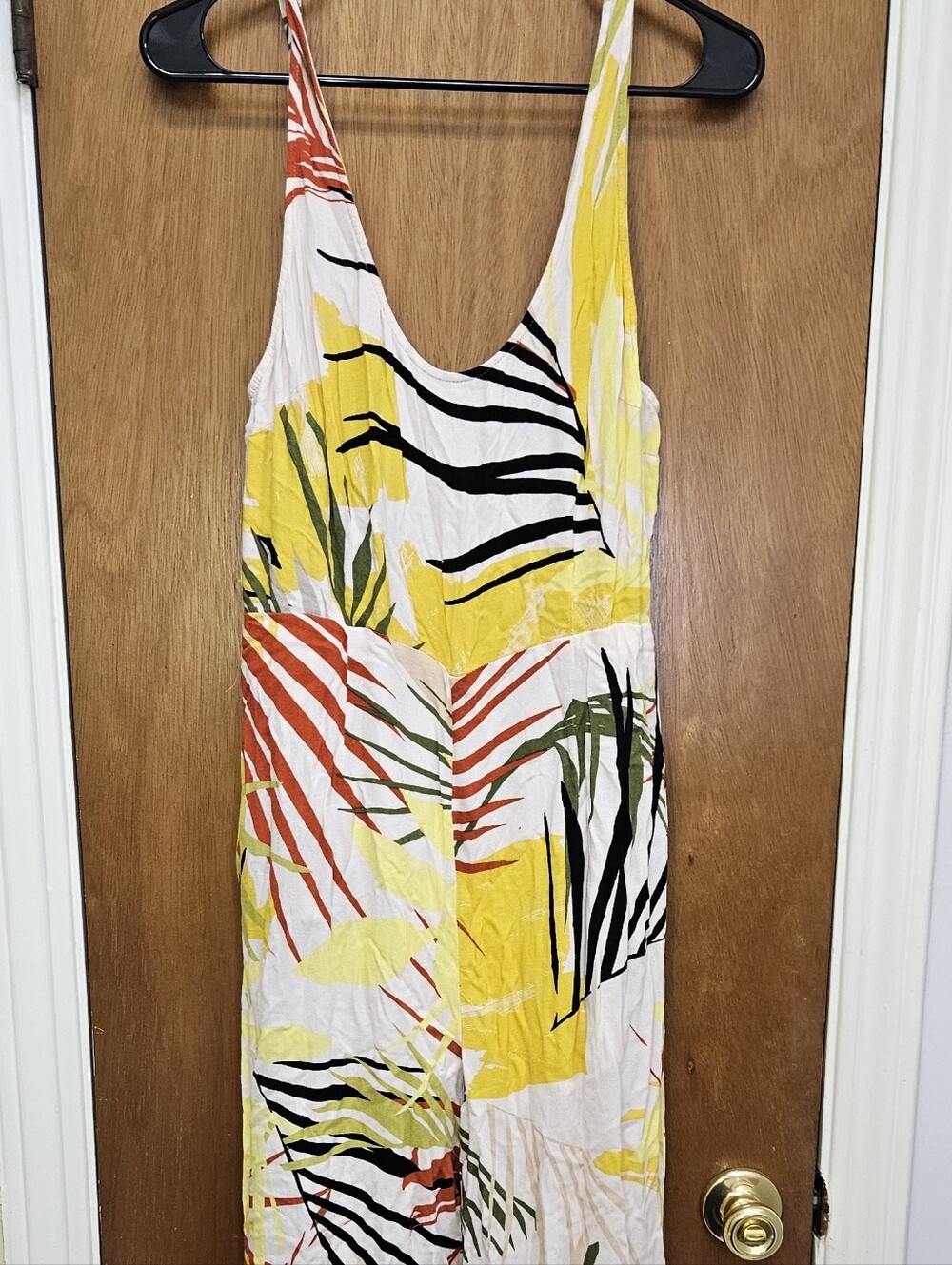 Forever 21 Tropical Print Wide-Leg Jumpsuit in Yellow, Orange & Cream - Picture 3 of 4